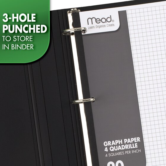Details about   Mead 20 Sheets 4 Quadrille Graph Paper 3 Hole Punched 4 SQ.-Per Inch Free Ship! 