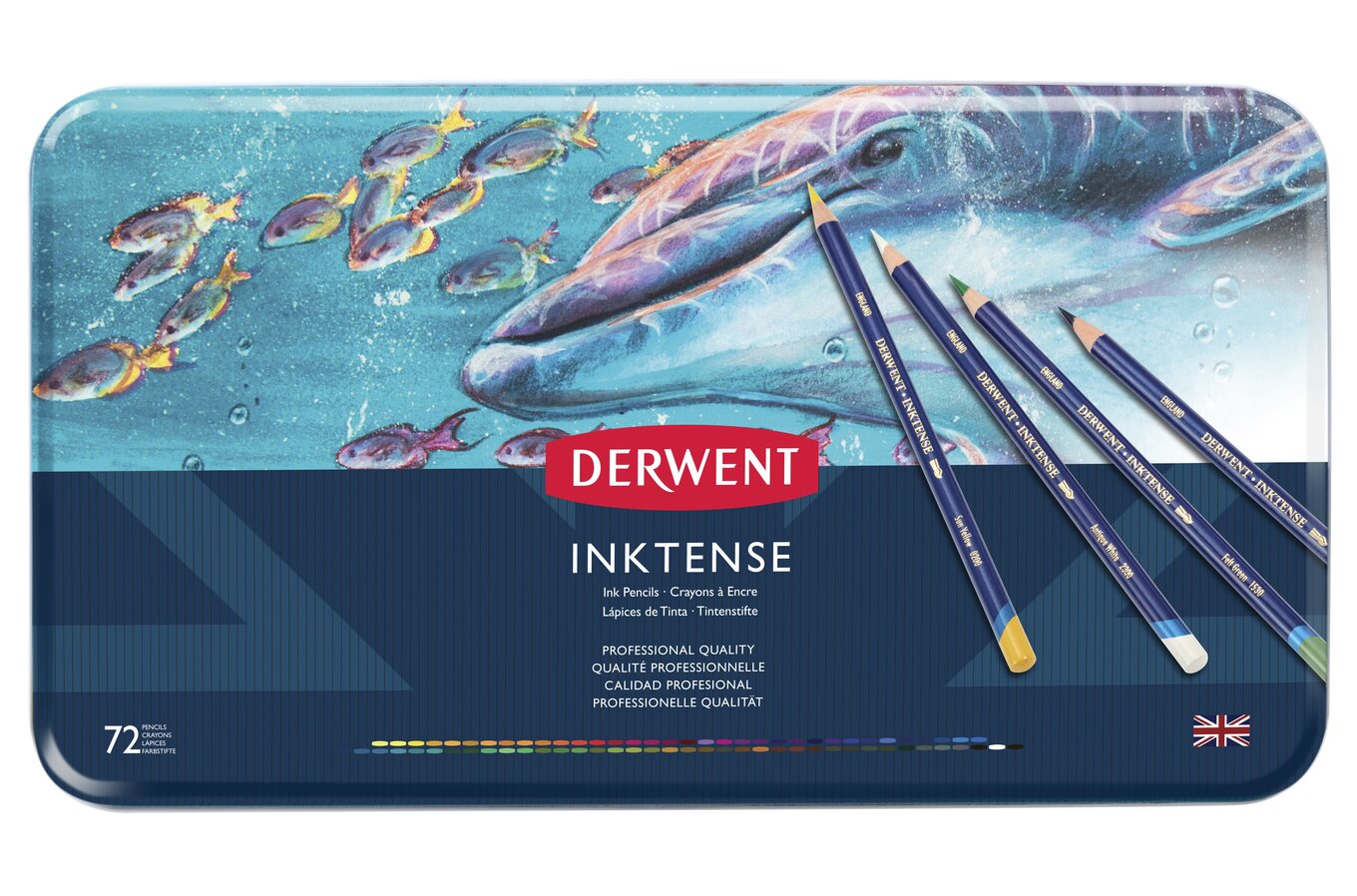 Derwent Inktense Pencils Tin, Set of 12, Great for Holiday Gifts, 4mm Round  Core, Firm Texture, Watersoluble, Ideal for Watercolor, Drawing, Coloring