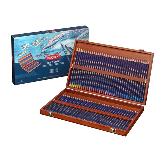 Derwent Inktense Pencils, Wooden Box, Set of 72 | Pencils | Derwent