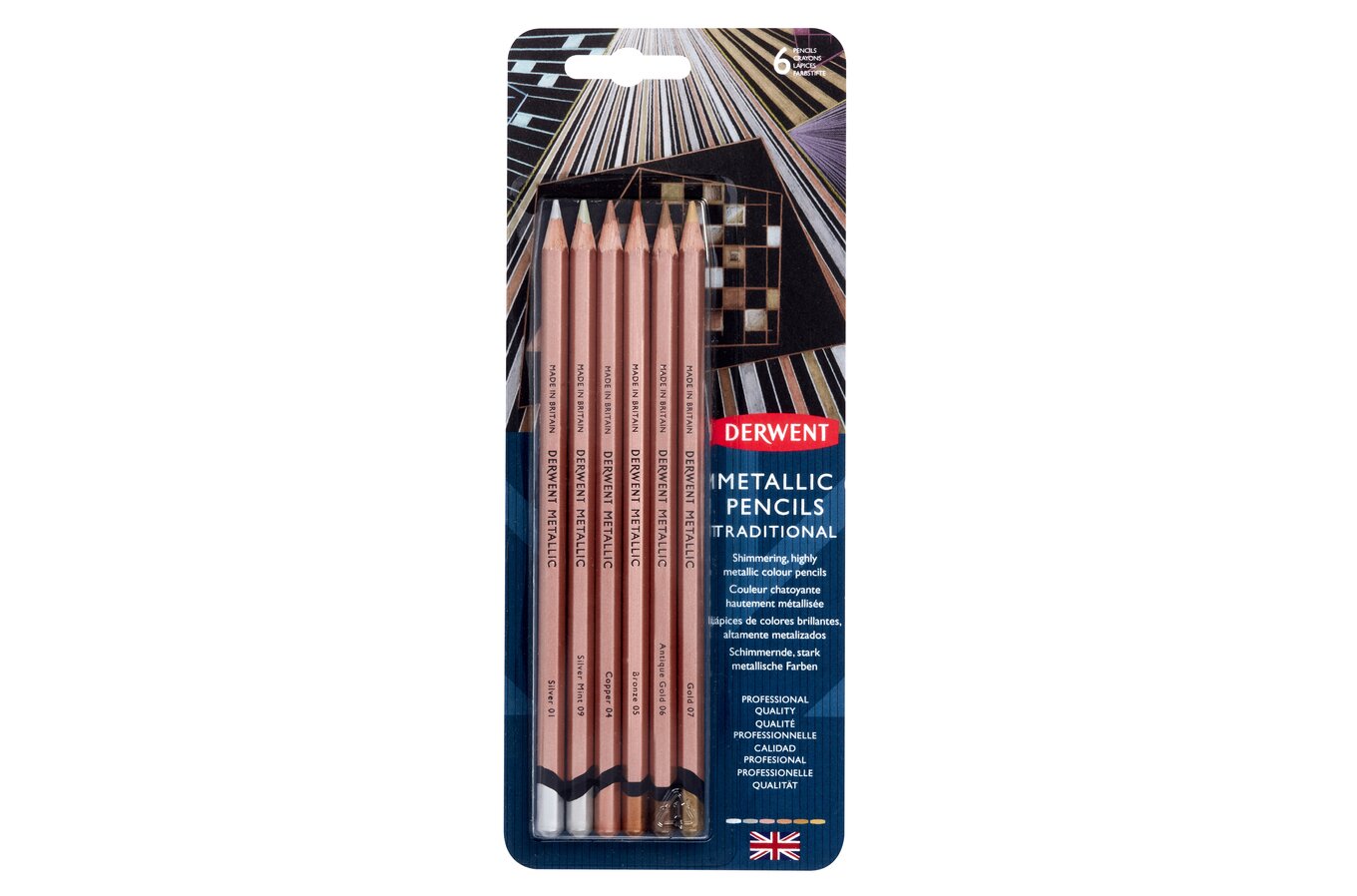 Derwent Metallic Pencils W/Tin 12/Pkg