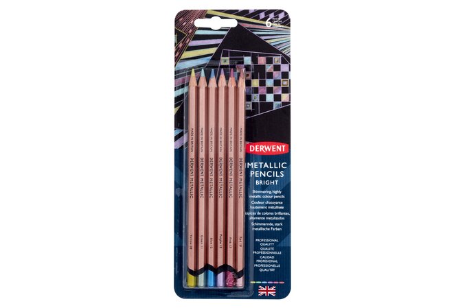 Derwent Metallic Pencil Set 6 Pencils Bright