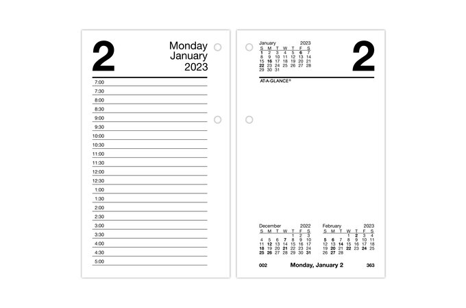 AT-A-GLANCE 2023 Daily Loose-Leaf Desk Calendar Refill, Standard, 3 1/2