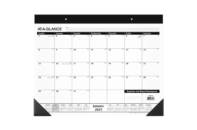 AT-A-GLANCE 2023 Monthly Desk Pad Calendar, Large, 21 3/4" x 17" | Desk