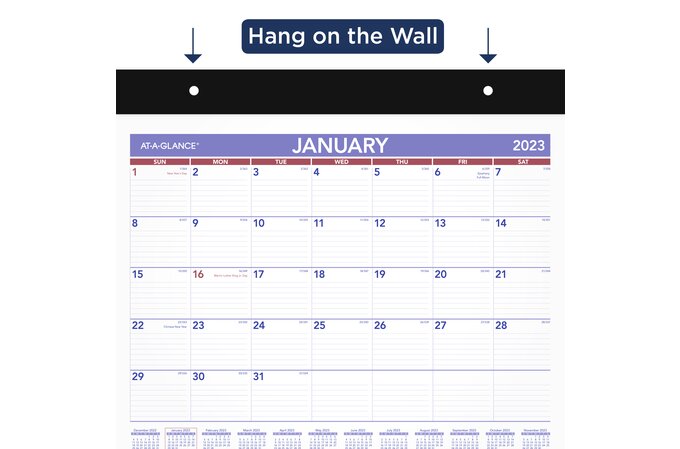 AT-A-GLANCE 2023 Repositionable Horizontal Wall Calendar with Adhesive