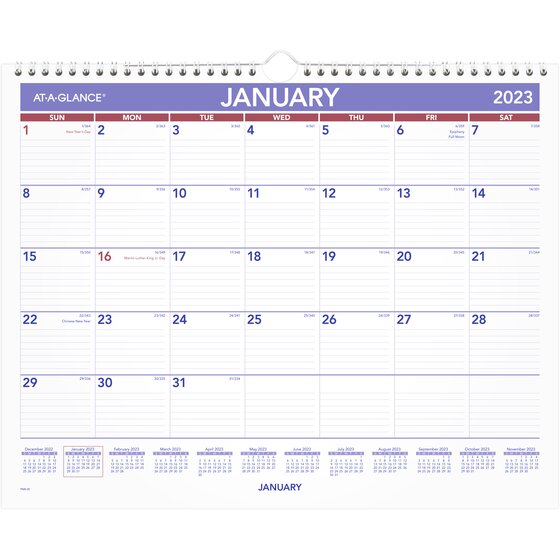 AT-A-GLANCE Monthly 2023 Wall Calendar, Medium, 15" x 12" | Monthly
