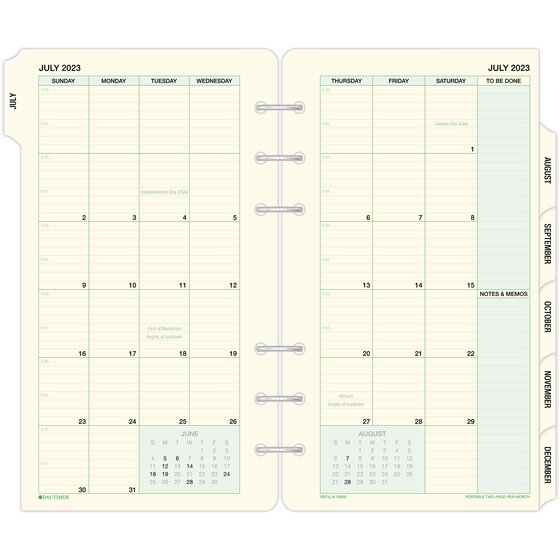 Month on 2 Pages Tabbed Deluxe Planner Calendar Refill – WHITE TABS