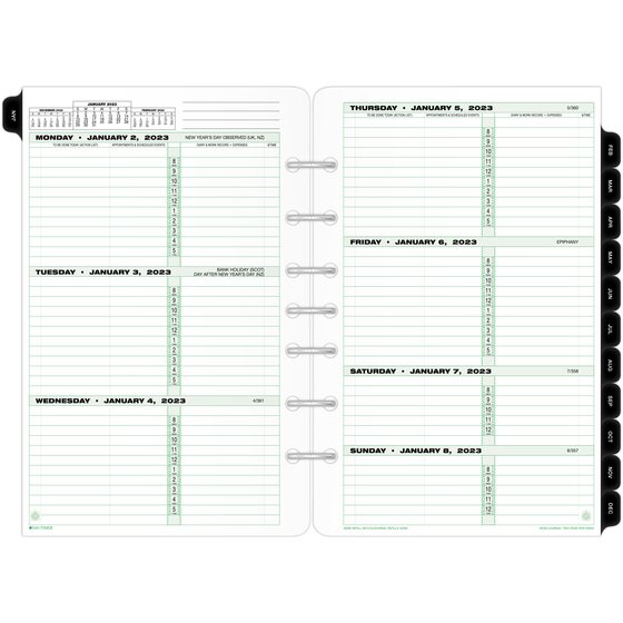 5.5 x 8.5 Inches 87228 Day-Timer Lined Note Pages Green Border 2 Pack Loose-Leaf Desk Size 