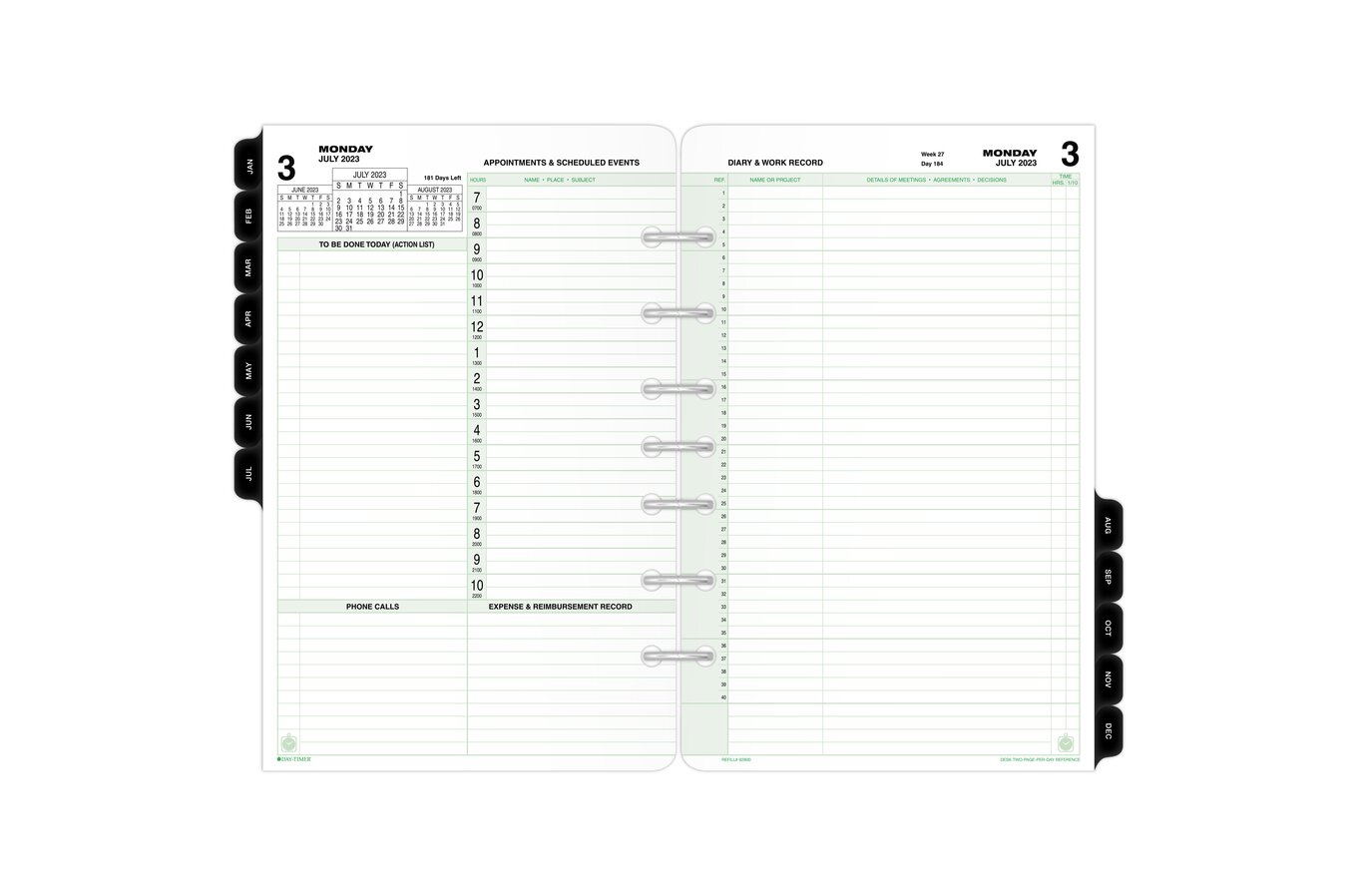 2023 Daily Planner Inserts PRINTED Day on One Page 