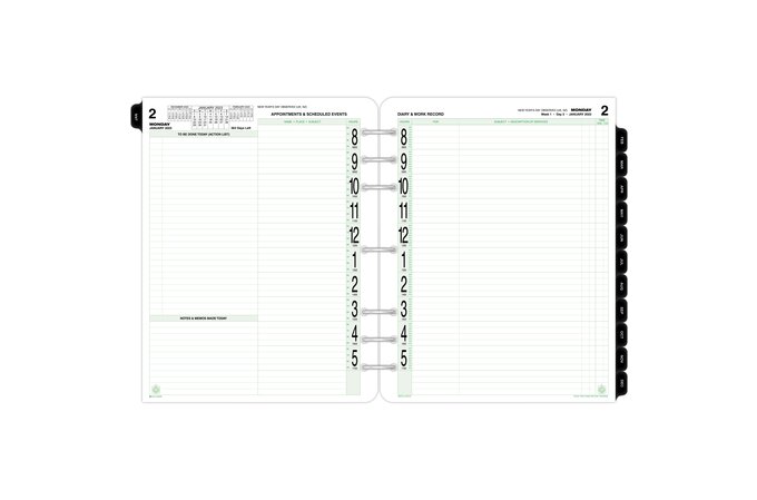 Day-Timer Two Page Per Day Original Loose-Leaf Planner Refills, 5 1/2 x 8  1/2, Daily