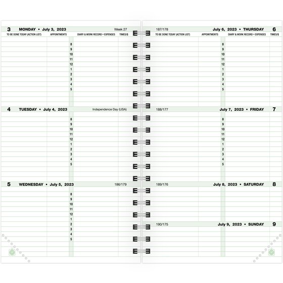 Day-Timer Two Page Per Week Original Planner Refills, Wirebound