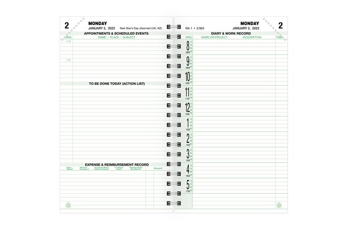 Day-Timer® Classic Two Page Per Day Planner Refills, Wirebound, Pocket  Size, 3 1/2 x 6 1/2