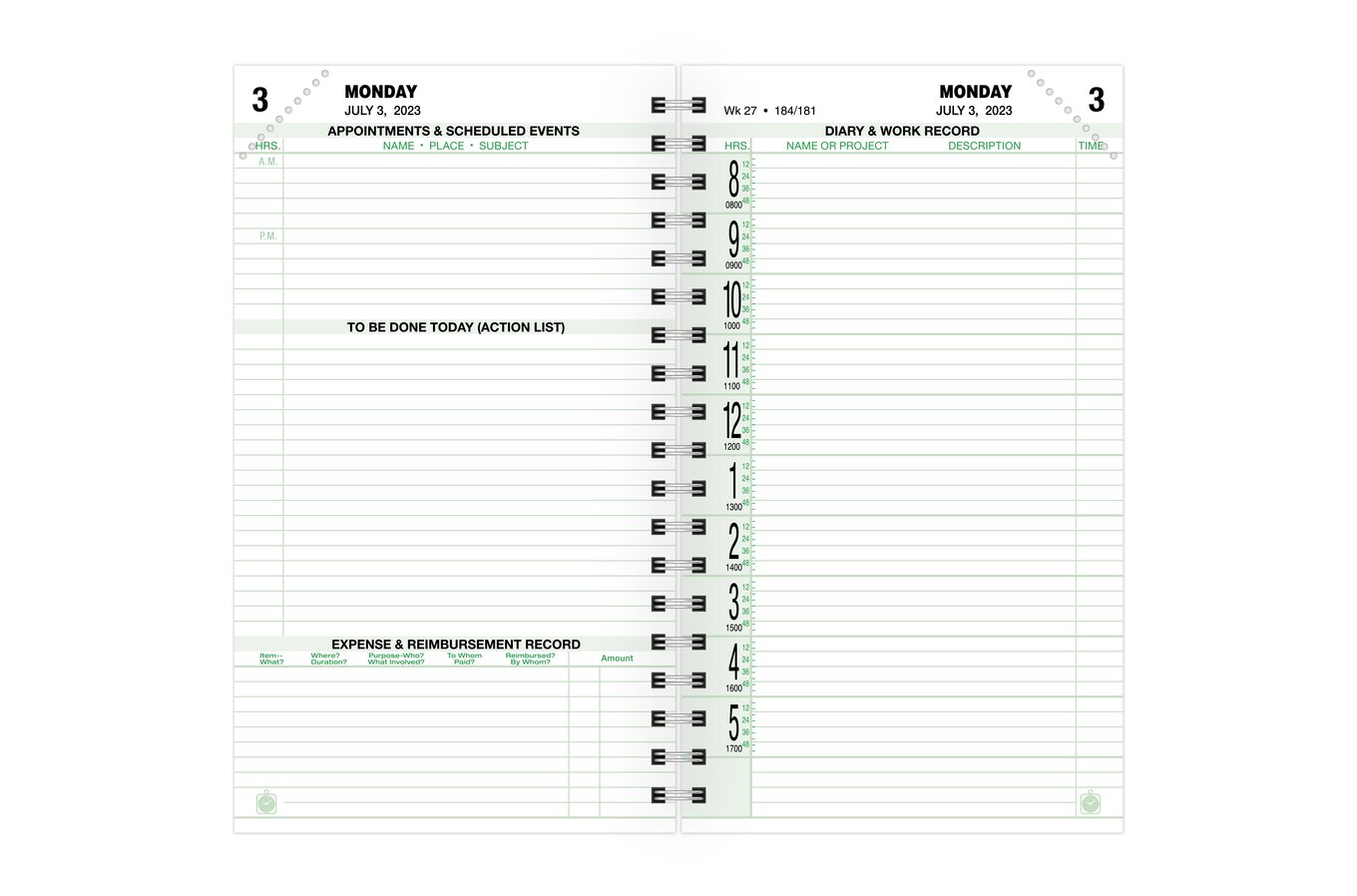 Day-Timer® Classic Two Page Per Day Planner Refills, Wirebound, Pocket  Size, 3 1/2 x 6 1/2