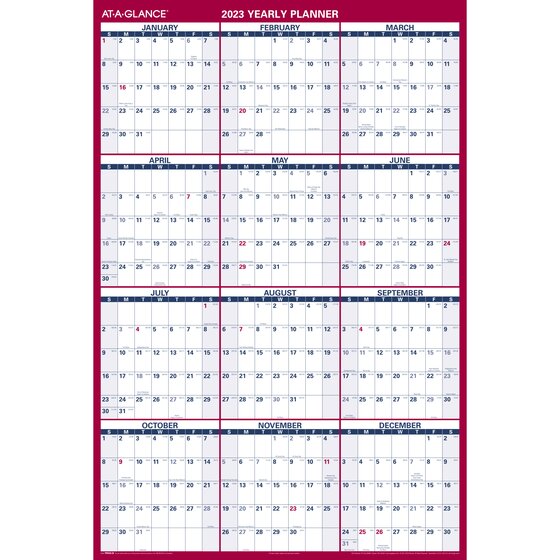 AT-A-GLANCE 2023 Vertical Horizontal Erasable Yearly Wall Calendar