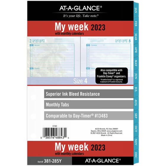 5-1/2 x 8-1/2 13483 Day-Timer Size 4 381-285Y-21 2021 Weekly & Monthly Planner Refill by AT-A-GLANCE Seascapes 