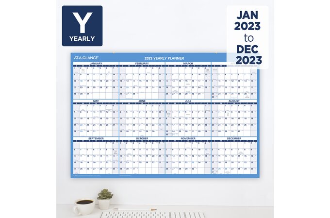 AT-A-GLANCE 2023 Horizontal Erasable Wall Calendar, Reversible, Large