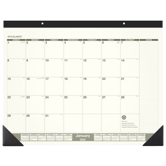 At A Glance Desk Calendar 2023 At-A-Glance 2023 Recycled Monthly Desk Pad, Large, 22" X 17" | Desk Pad  Calendars | At-A-Glance