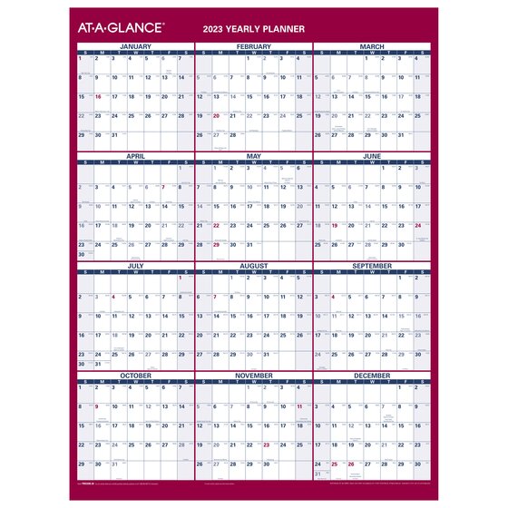 AT-A-GLANCE 2023 Vertical Horizontal Reversible Erasable Wall Calendar,  Medium, 12" x 16" | Erasable Wall Calendars | AT-A-GLANCE