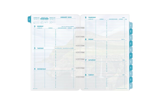 Day-timer coastlines 2023 Two Page per Week Planner Refill Loose-leaf Portable