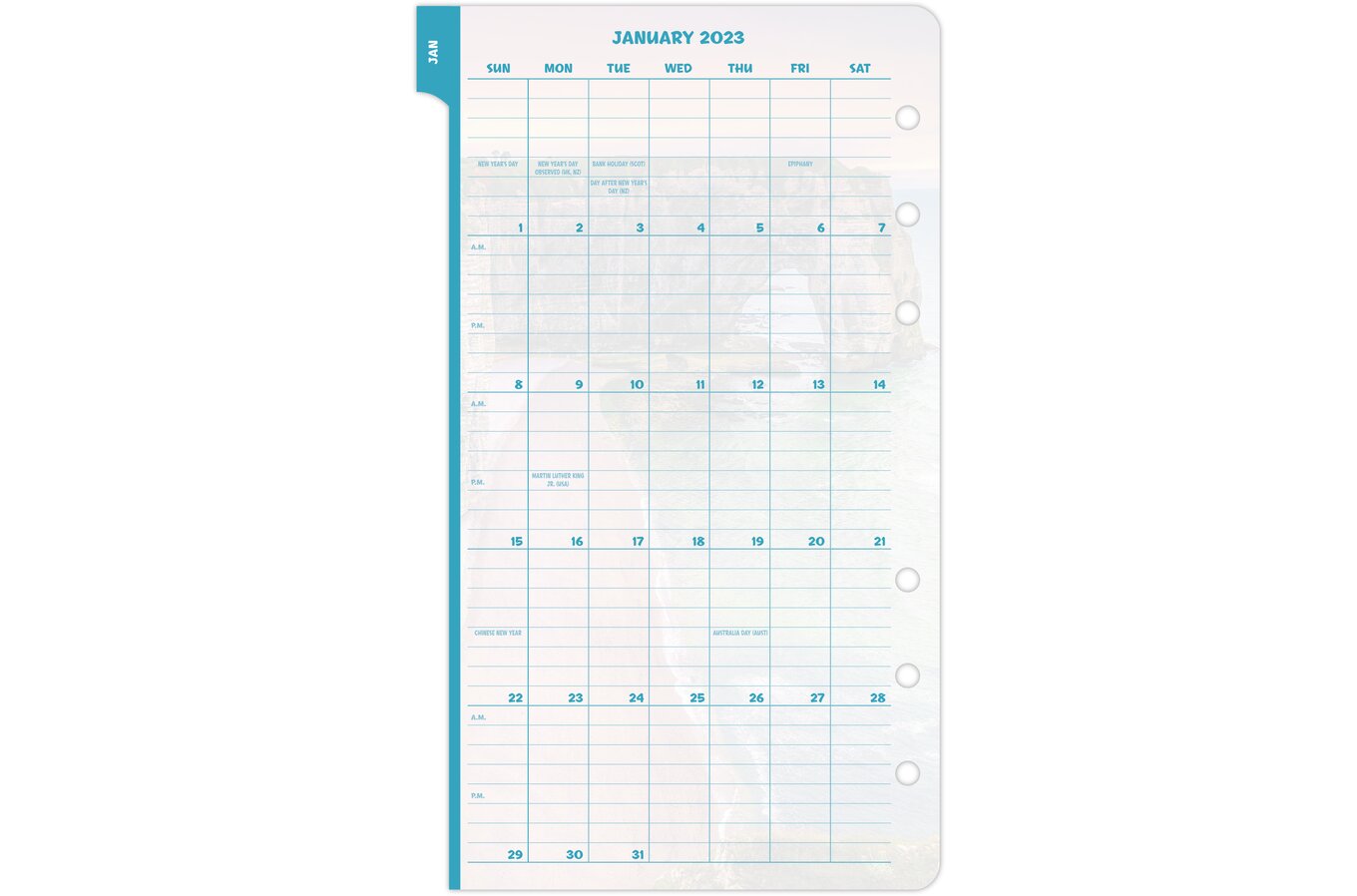 Day-timer coastlines 2023 Two Page per Week Planner Refill Loose-leaf Portable