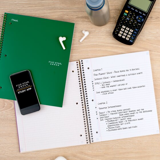 Five Star® Wirebound Notebook Plus Study App, 1 Subject, College