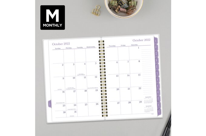 E3 2023 Calendar Mead Caprice 2022-2023 Customizable Weekly Monthly Planner, Blue Floral,  Small, 5 1/2" X 8 1/2" | Regular Year Planners | Mead