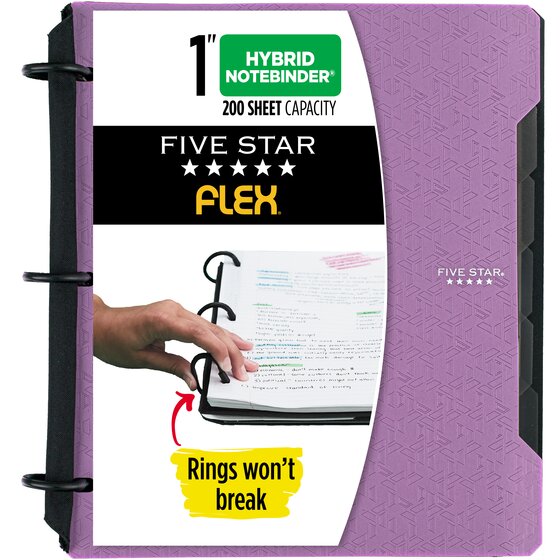 Notebook and Binder All-in-One 72518 1-1/2 Inch Binder Royal Purple Five Star Flex Hybrid NoteBinder