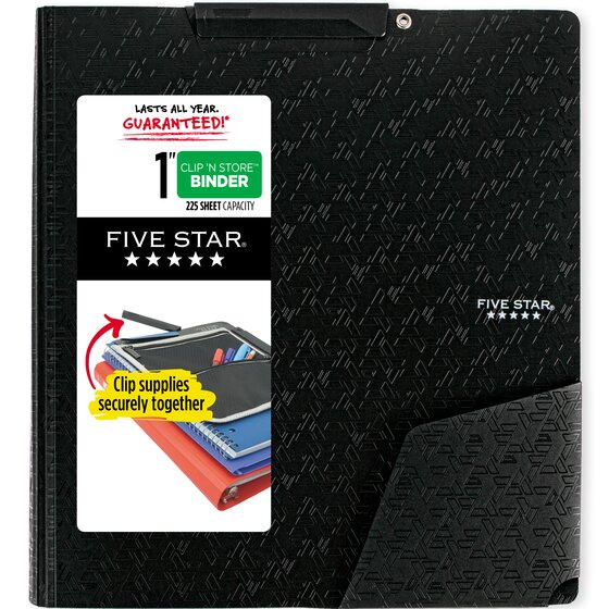 Five Star® Clip 'N Store 1" Plastic Binders Binders & Dividers Five