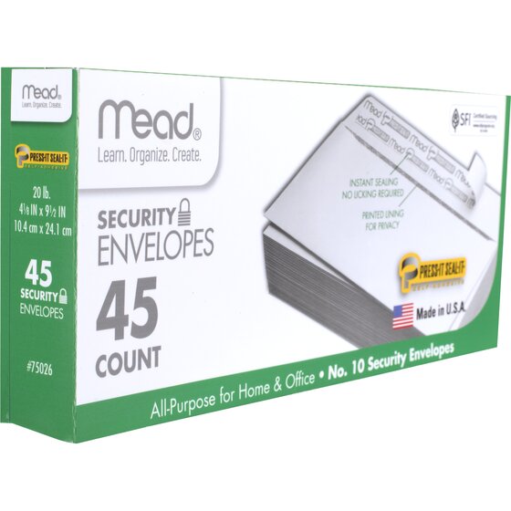 Mead #10 Press-It Seal-It® Security Envelopes, 4 1/8