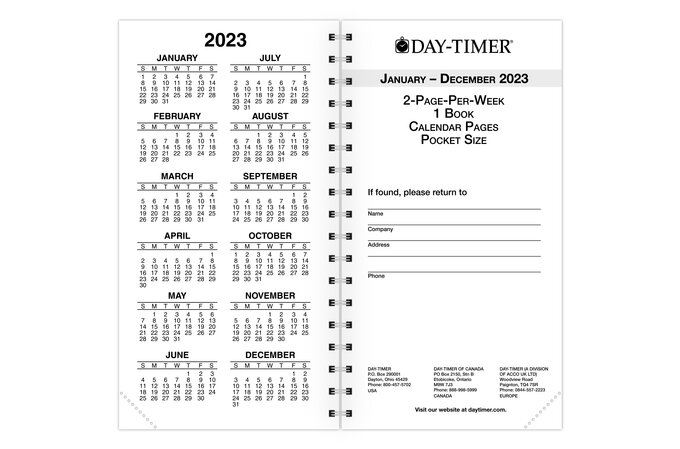 2 Year Planner Calendar Refill - Pocket Sized Calendar Insert - Ideal