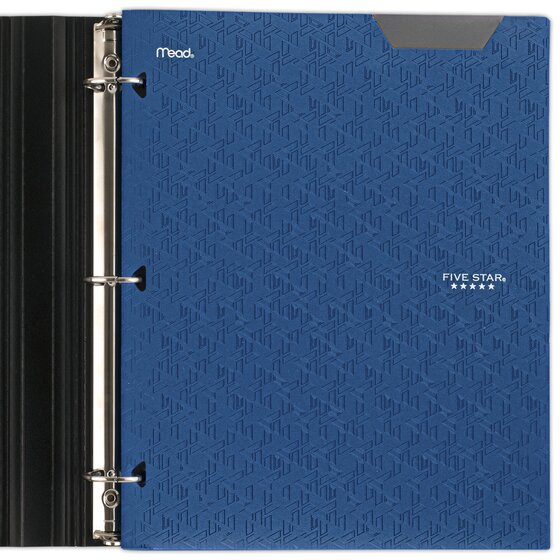 Five Star® 2-Pocket Stay-Put Plastic Folder, 4 Pack, Black, Fire