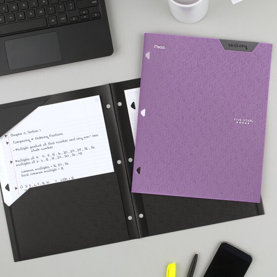 Five Star® 2-Pocket Stay-Put Plastic Folder, Amethyst Purple