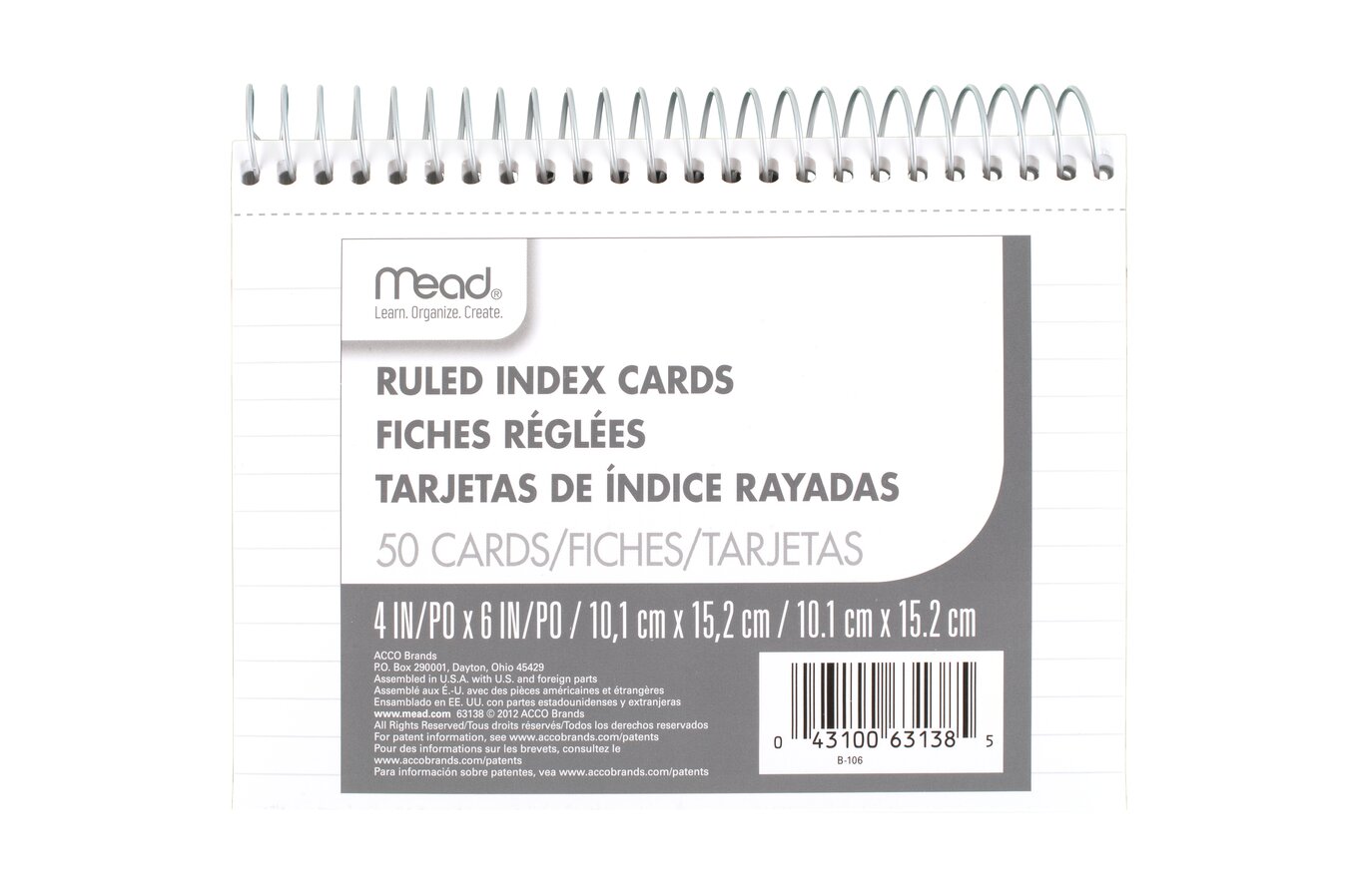 Mead Wirebound Ruled Index Cards, White, 4" x 6" | Accessories | Mead Mead Wirebound Ruled Index Cards, White, 4" x 6" | Accessories | Mead