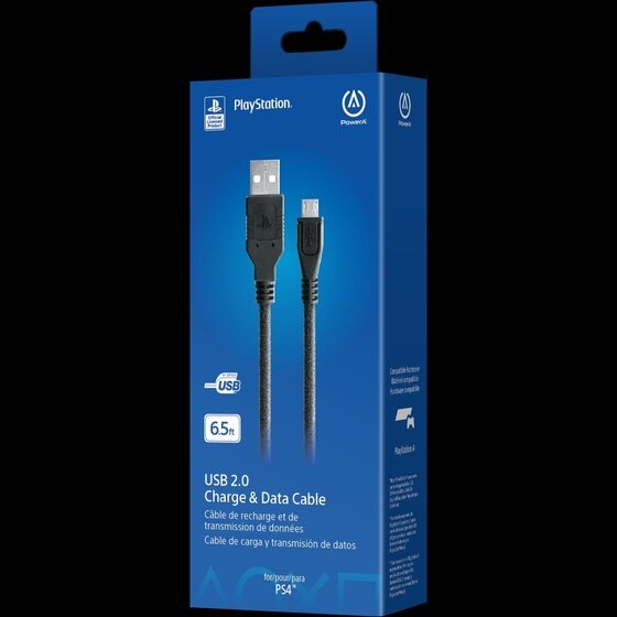 PowerA 6.5' USB 2.0 Charging Cable for PlayStation 4 - Black