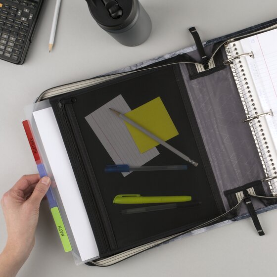 29036IT8 Removable File Folders Black/Gray -New Durable Zipper Binder 2 Inch 3 Ring Binder 
