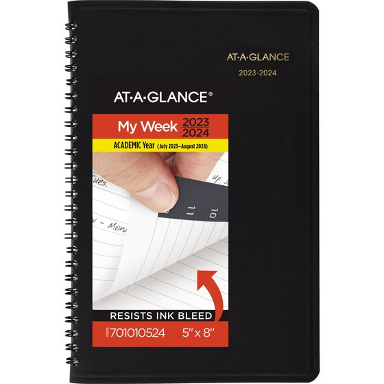 AT-A-GLANCE Academic 2023-2024 Weekly Appointment Book Planner, Black