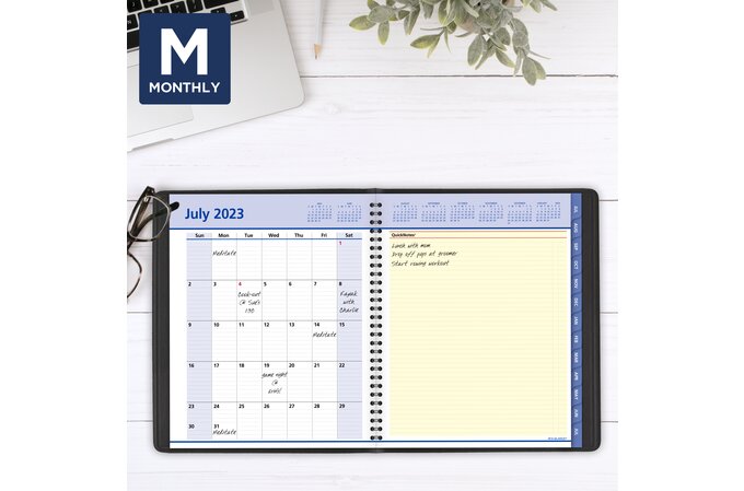 AT-A-GLANCE QuickNotes Academic 2023-2024 Weekly Monthly Planner, Black