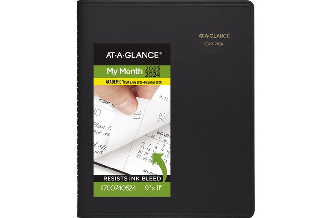 AT-A-GLANCE Academic 2023-2024 Monthly Planner, Black, Large, 9" x 11 AT-A-GLANCE Academic 2023-2024 Monthly Planner, Black, Large, 9" x 11
