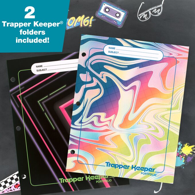Trapper Keeper Binder Bundle, Rainbow Bubbles Trapper Keeper Mead
