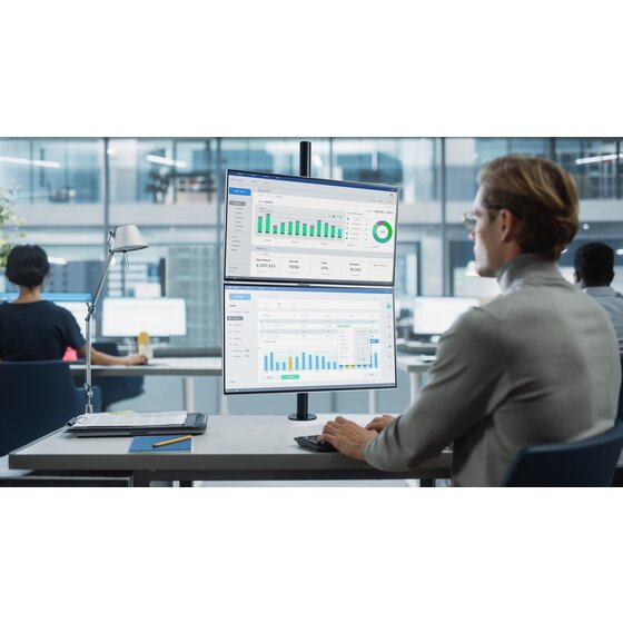 KAS 257SMP5 マルチタッチ式 Vertical Stacking Dual Monitor Arm | Ergonomic Single & Dual