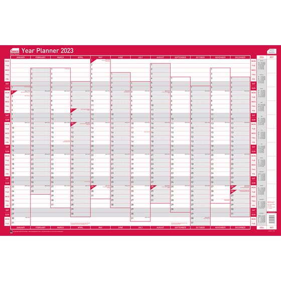 2021 Planners Sasco 2023 Vertical Year Wall Planner With Wet Wipe Pen 