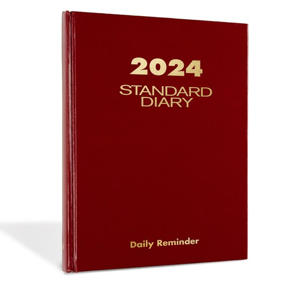 AT-A-GLANCE Standard Diary 2024 Daily Reminder, Red, Small, 5 3/4