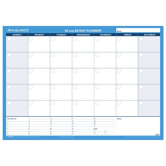 AT-A-GLANCE® Undated 30 and 60-Day Reversible Erasable Horizontal Wall ...