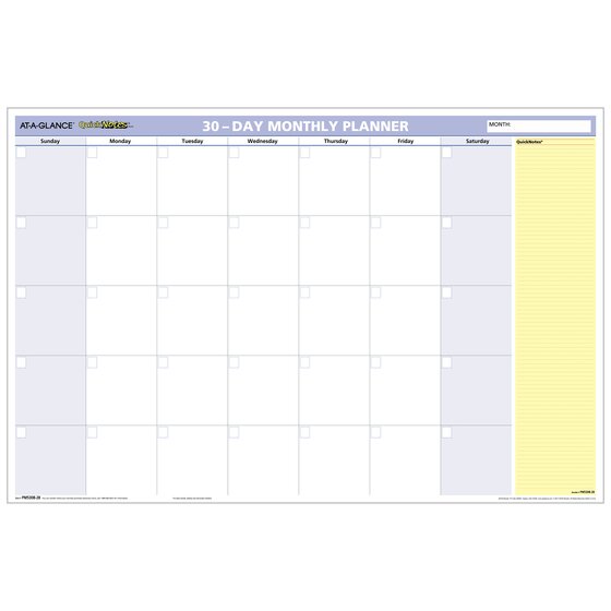 最先端 AT-A-GLANCE® QuickNotes Erasable Horizontal 30-Day Undated 手帳・カレンダー