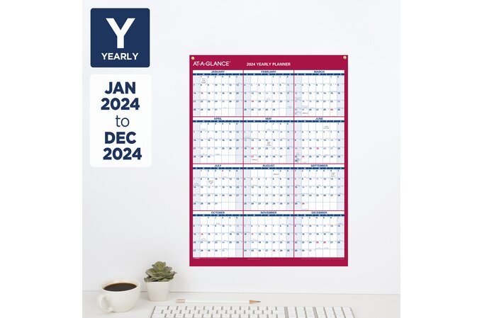 AT-A-GLANCE 2024 Vertical Horizontal Reversible Erasable Wall Calendar