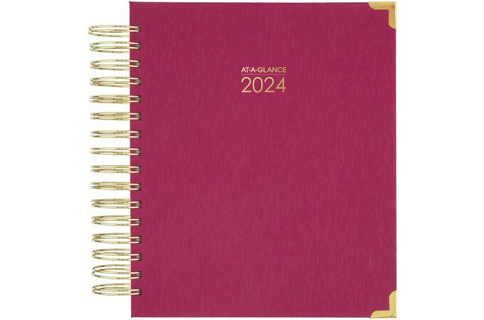 AT-A-GLANCE Harmony 2024 Hardcover Daily Monthly Planner, Berry, Medium, 7" x 8 3/4" | Daily