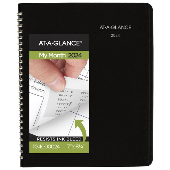 ATAGLANCE DayMinder 2024 Monthly Planner, Black, Medium, 7" x 8 3/4