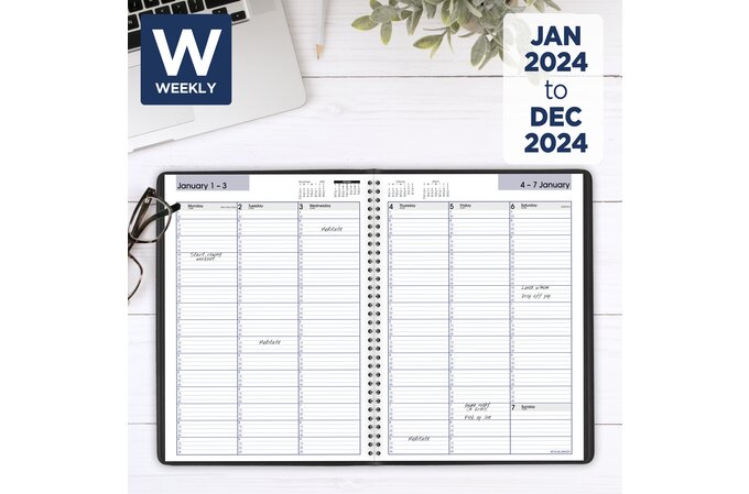 AT A GLANCE DayMinder 2024 Weekly Appointment Book Planner Black