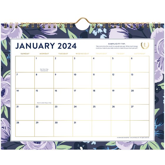 Simplified by Emily Ley for AT A GLANCE 2024 Monthly Wall Calendar