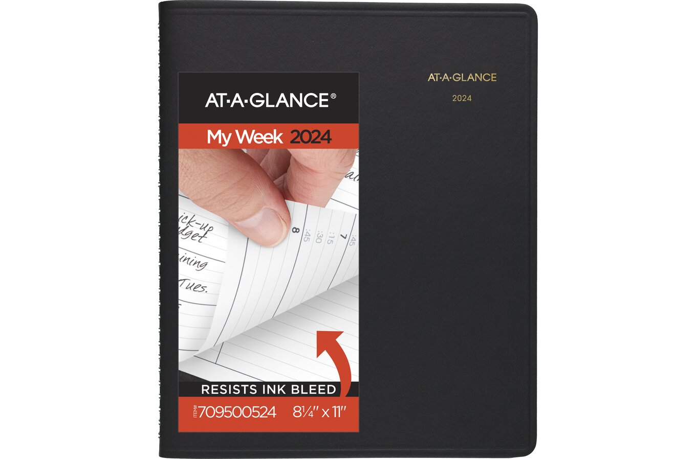 At-a-glance 2024 weekly appointment book planner, black, large, 8 1/4