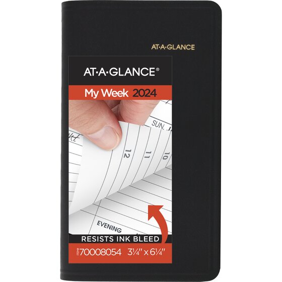 ATAGLANCE 2024 Refillable Weekly Appointment Book Planner, Black